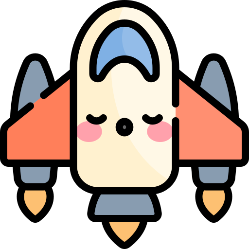 ruimteschip Kawaii Lineal color icoon