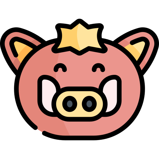 cerdo Kawaii Lineal color icono