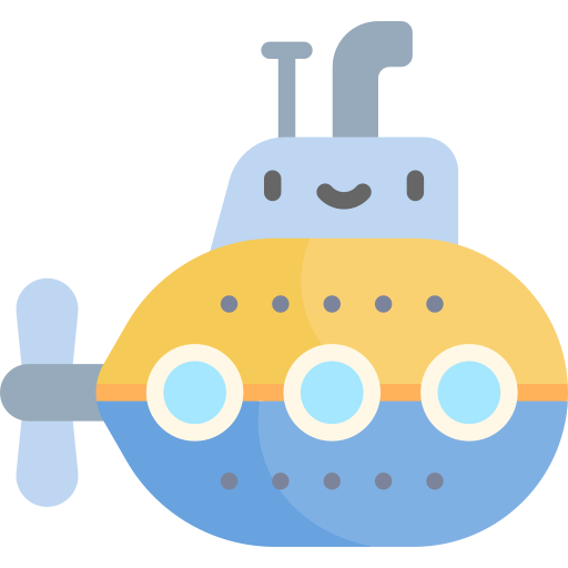 onderzeeër Kawaii Flat icoon