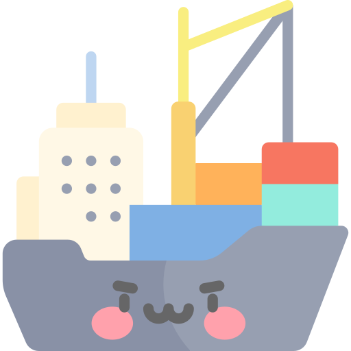 containerschip Kawaii Flat icoon