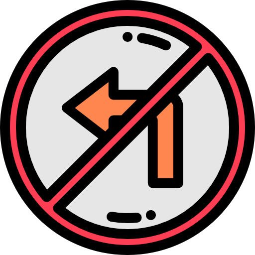 No turn Detailed Rounded Lineal color icon