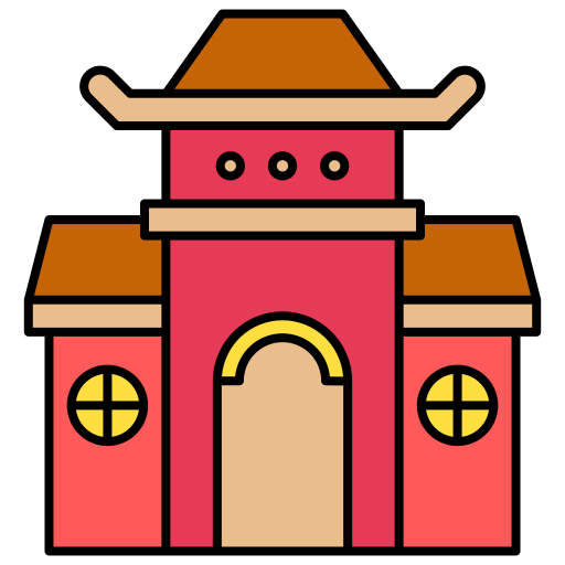 chińska świątynia Generic Outline Color ikona