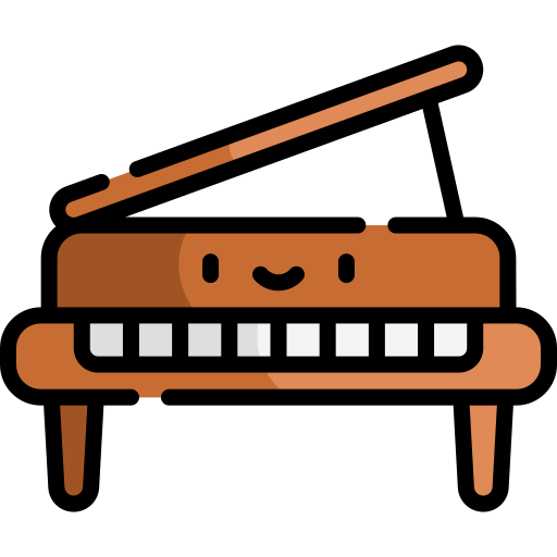 piano de cola Kawaii Lineal color icono