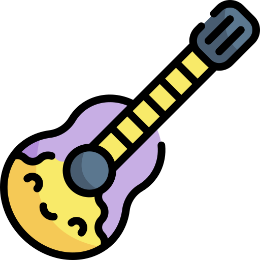 ukulele Kawaii Lineal color icona