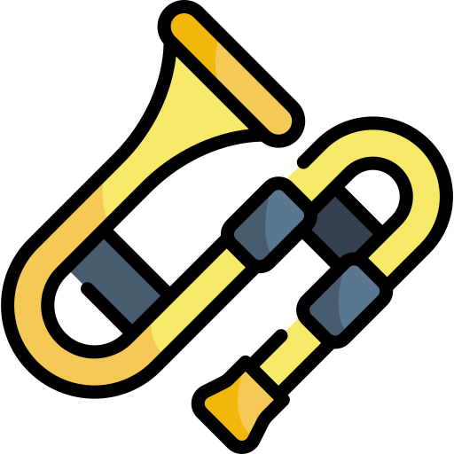 trombone Kawaii Lineal color icoon