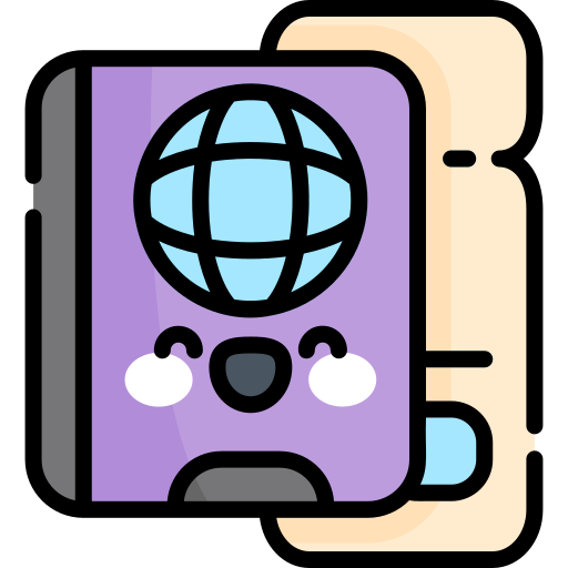 passaporto Kawaii Lineal color icona