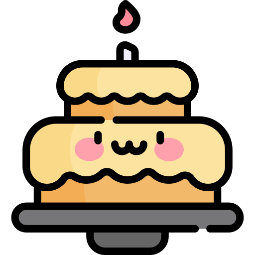 Торт на день рождения Kawaii Lineal color иконка