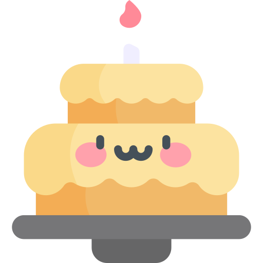 gâteau d'anniversaire Kawaii Flat Icône