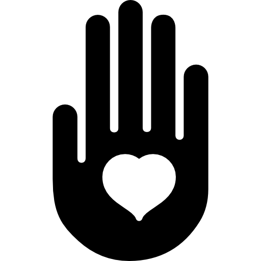 corazón en la palma  icono