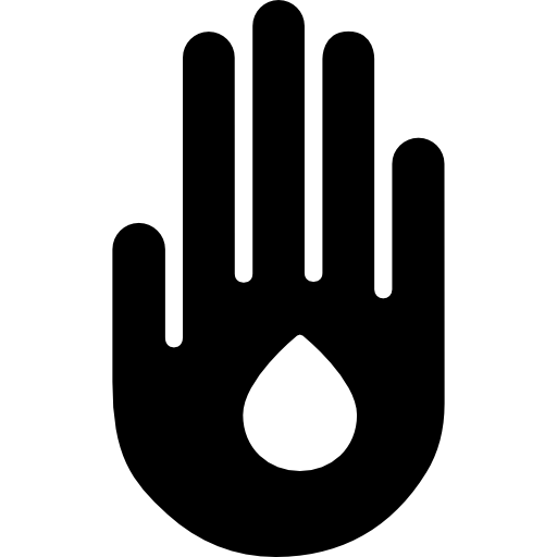 druppel water bij de hand  icoon