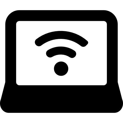 laptop ze znakiem wifi Basic Rounded Filled ikona