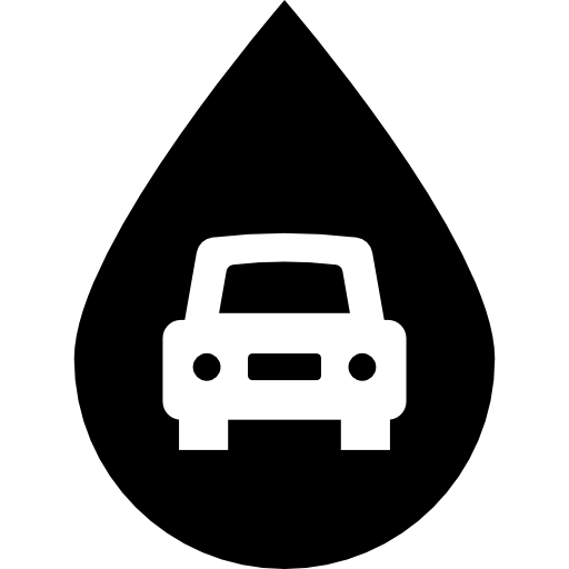 gota de aceite con dibujo de coche.  icono