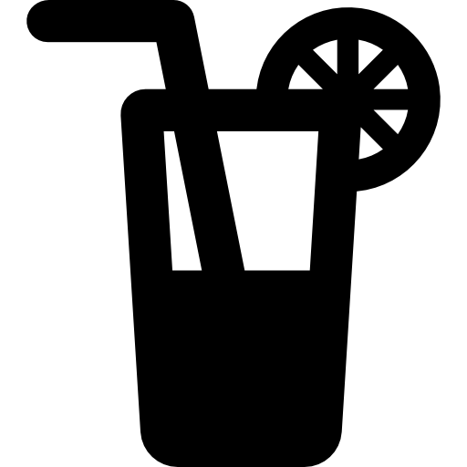 짚과 오렌지 조각이 든 청량 음료 Basic Rounded Filled icon