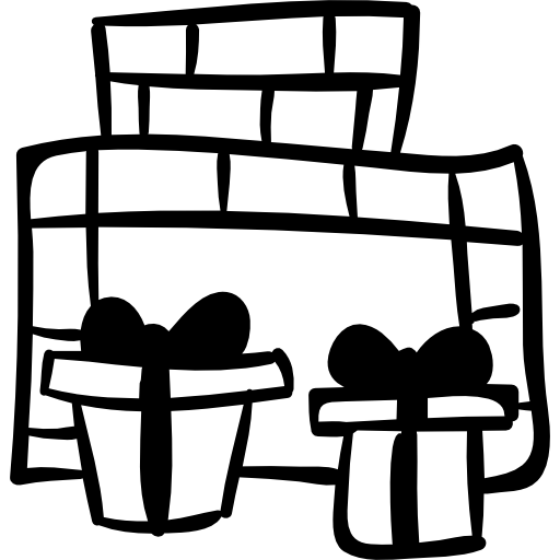 pudełka na prezenty przy kominku  ikona