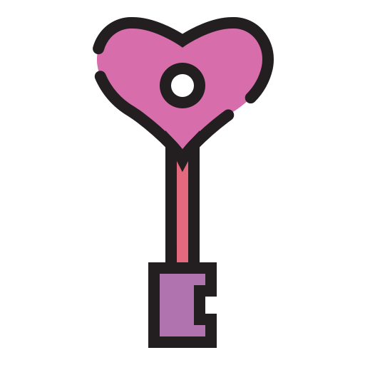 Love key Generic Outline Color icon