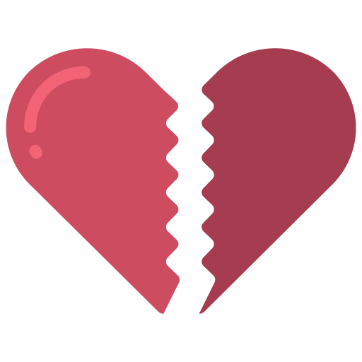 Broken heart Juicy Fish Flat icon