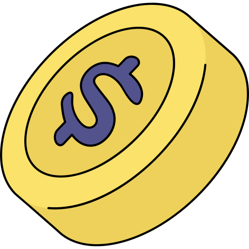 Coin Generic Thin Outline Color icon