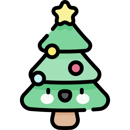 drzewko świąteczne Kawaii Lineal color ikona