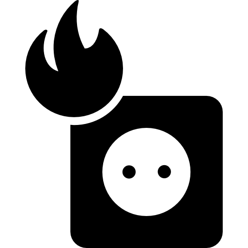 Электрическая розетка в огне  иконка