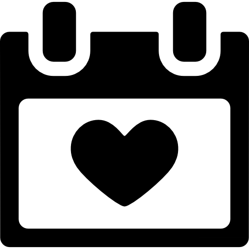 página de calendario con corazón  icono
