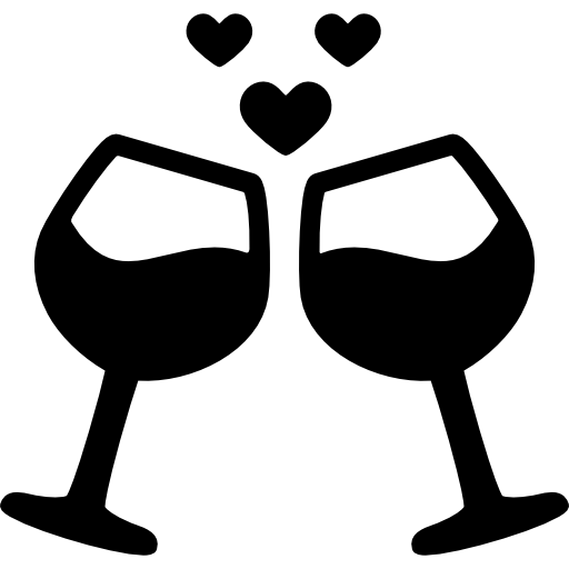 copas de vino con corazones  icono