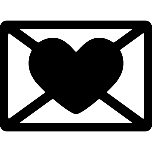 envelop met een groot hart  icoon