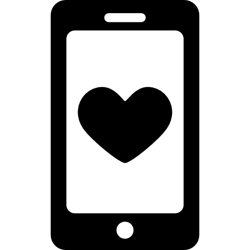 smartphone con un cuore  icona