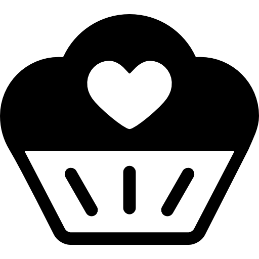 cupcake décoré d'un coeur  Icône