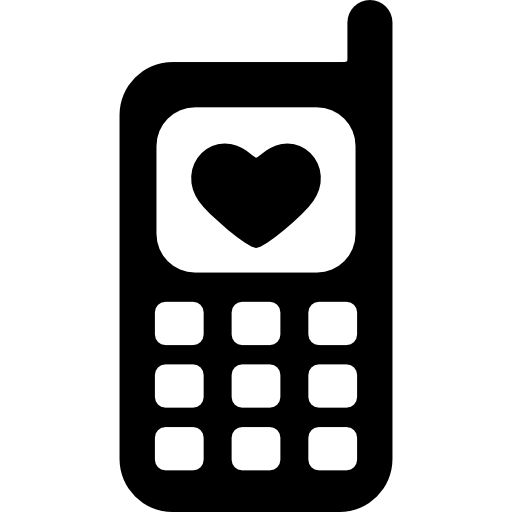 teléfono móvil con corazón  icono