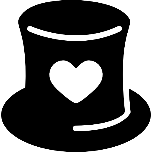 hoed met een hart  icoon