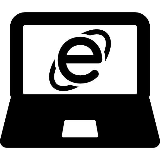 ラップトップ コンピューター上の internet explorer のロゴ  icon
