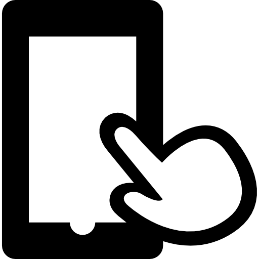 mano y pantalla táctil  icono