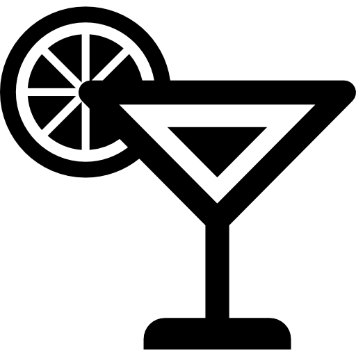 Cocktail with lemon slice  icon