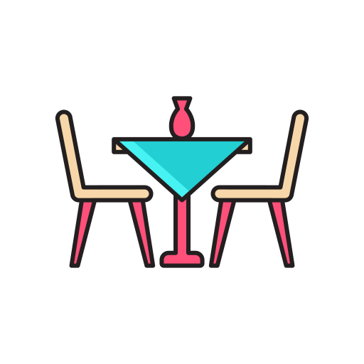 sedia e tavolo Generic Thin Outline Color icona
