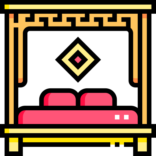 cama matrimonial Detailed Straight Lineal color icono