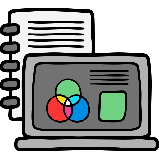 ordenador portátil Hand Drawn Color icono