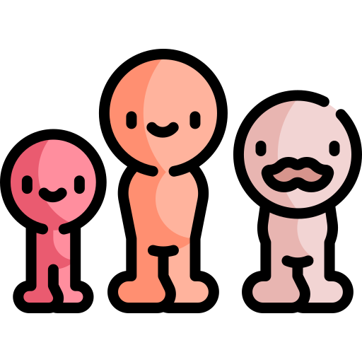 grupo de edad Kawaii Lineal color icono