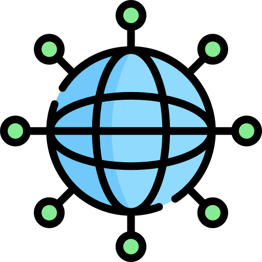 글로벌 네트워크 Kawaii Lineal color icon
