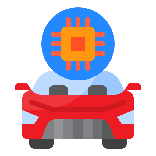 autonome auto srip Flat icoon
