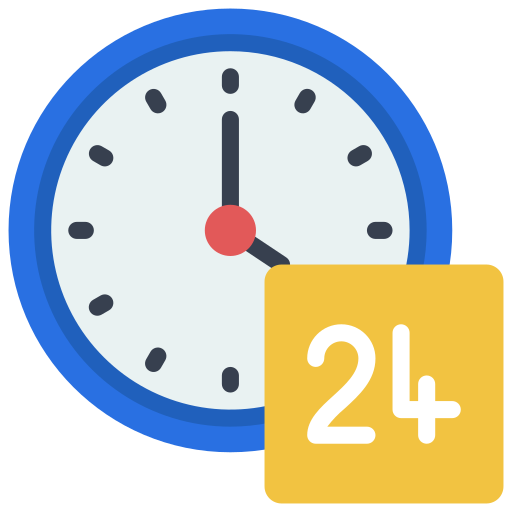 24 hour clock Juicy Fish Flat icon