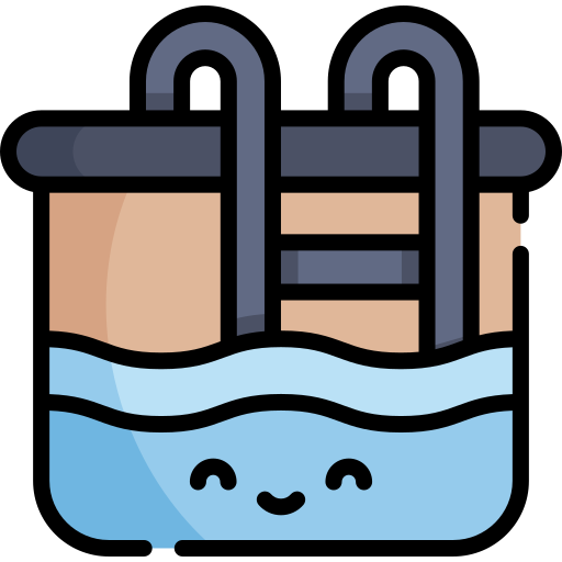 Плавательный бассейн Kawaii Lineal color иконка