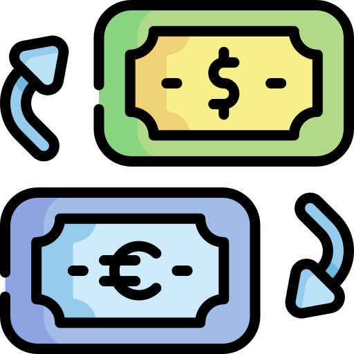 cambio valuta Kawaii Lineal color icona