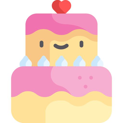 torta di compleanno Kawaii Flat icona
