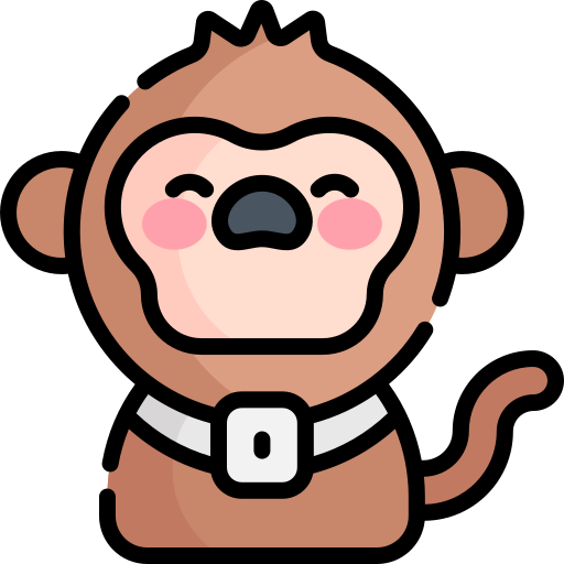 scimmia Kawaii Lineal color icona