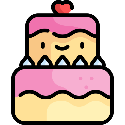 gâteau d'anniversaire Kawaii Lineal color Icône