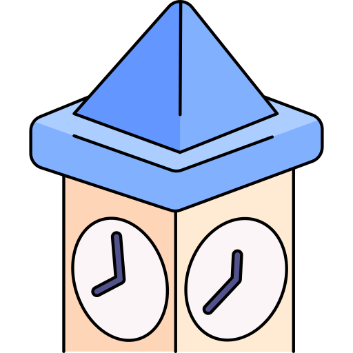 torre del reloj Generic Thin Outline Color icono