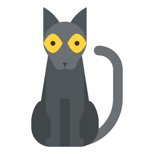 czarny kot Iconixar Flat ikona