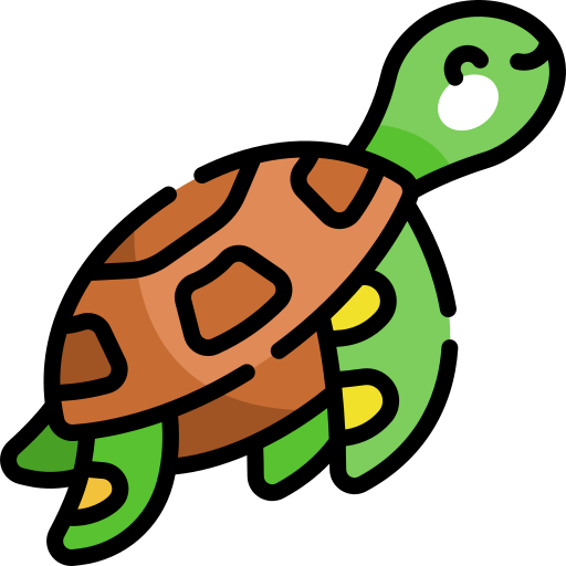tortuga marina Kawaii Lineal color icono