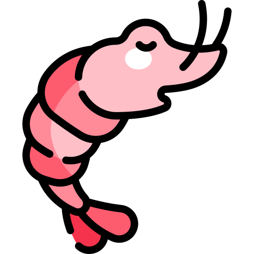 camarón Kawaii Lineal color icono