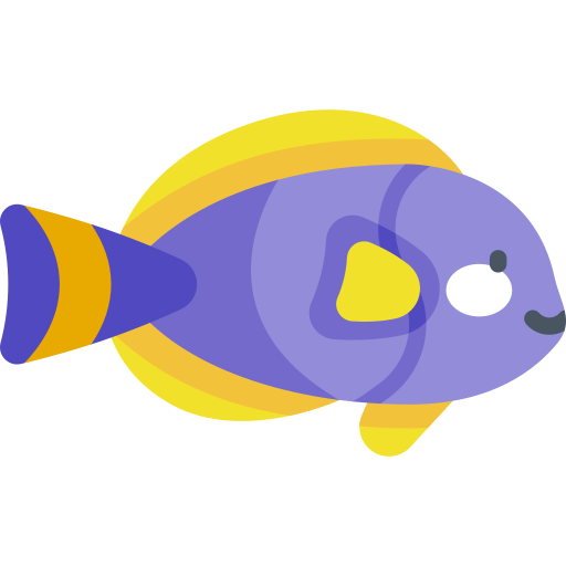 pez cirujano Kawaii Flat icono